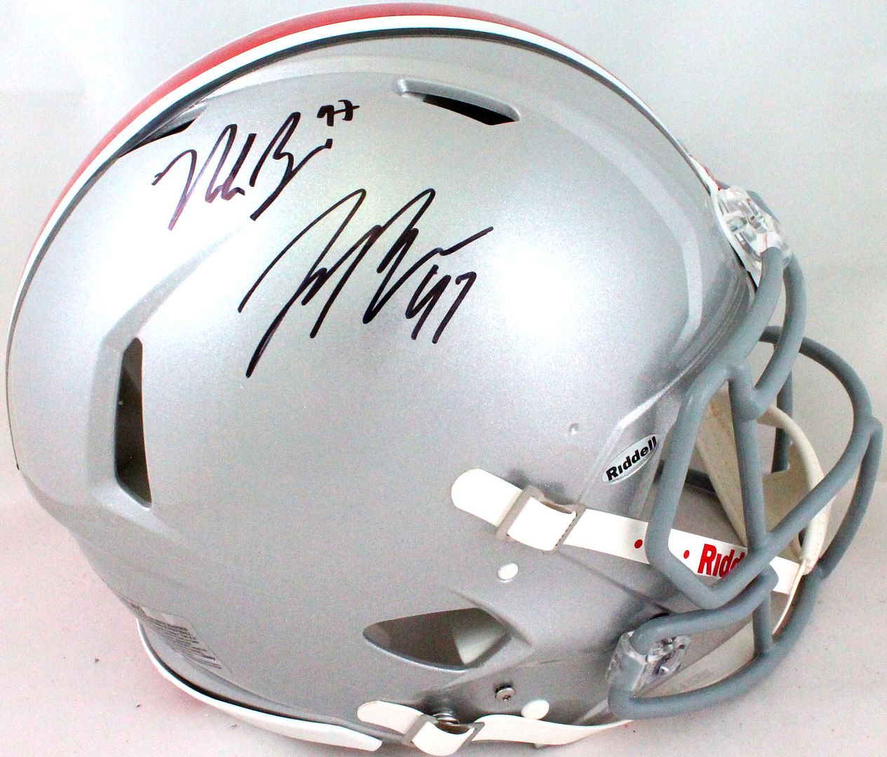 Joey Bosa & Nick Bosa Signed Ohio State Buckeyes Full-Size Authentic On-Field Speed Helmet (Beckett) at PristineAuction.com Joey Bosa & Nick Bosa Signed Ohio State Buckeyes Full-Size Authentic On-Field Speed Helmet (Beckett) at PristineAuction.com
