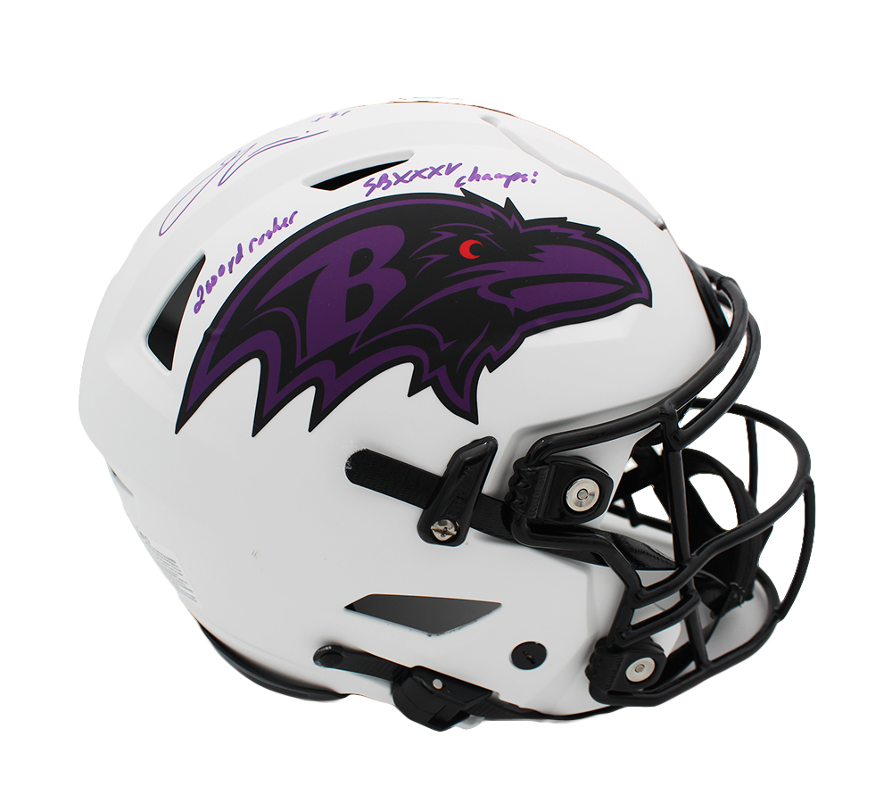 Jamal Lewis Signed Ravens Full-Size Authentic On-Field Lunar Eclipse Alternate Speed-Flex Helmet Inscribed "2000yd Rusher" & "SBXXXV Champs!" (Radtke) at PristineAuction.com Jamal Lewis Signed Ravens Full-Size Authentic On-Field Lunar Eclipse Alternate Speed-Flex Helmet Inscribed "2000yd Rusher" & "SBXXXV Champs!" (Radtke) at PristineAuction.com
