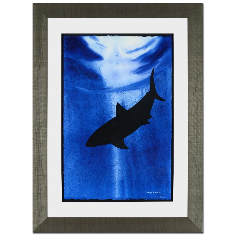 Wyland Signed Custom Framed "Shark" Original 15" x 23" Watercolor Painting 1/1 (Framed to 24" x 32") at PristineAuction.com Wyland Signed Custom Framed "Shark" Original 15" x 23" Watercolor Painting 1/1 (Framed to 24" x 32") at PristineAuction.com