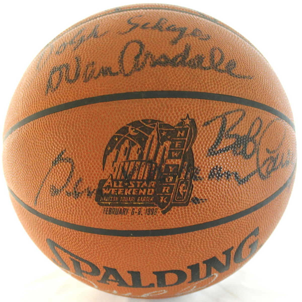 1998 NBA All-Star Basketball Signed by (14) with Bob Cousy, George Mikan, Oscar Robertson (Autograph Reference LOA) at PristineAuction.com 1998 NBA All-Star Basketball Signed by (14) with Bob Cousy, George Mikan, Oscar Robertson (Autograph Reference LOA) at PristineAuction.com