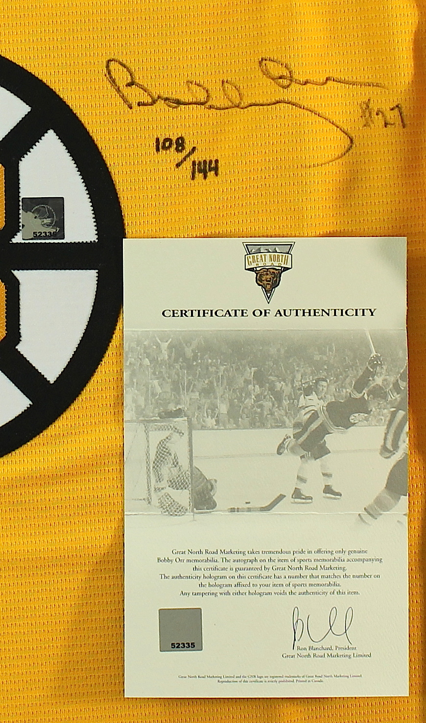 Bobby Orr Signed Limited Edition Bruins Jersey #108/144 (Orr COA) at PristineAuction.com Bobby Orr Signed Limited Edition Bruins Jersey #108/144 (Orr COA) at PristineAuction.com