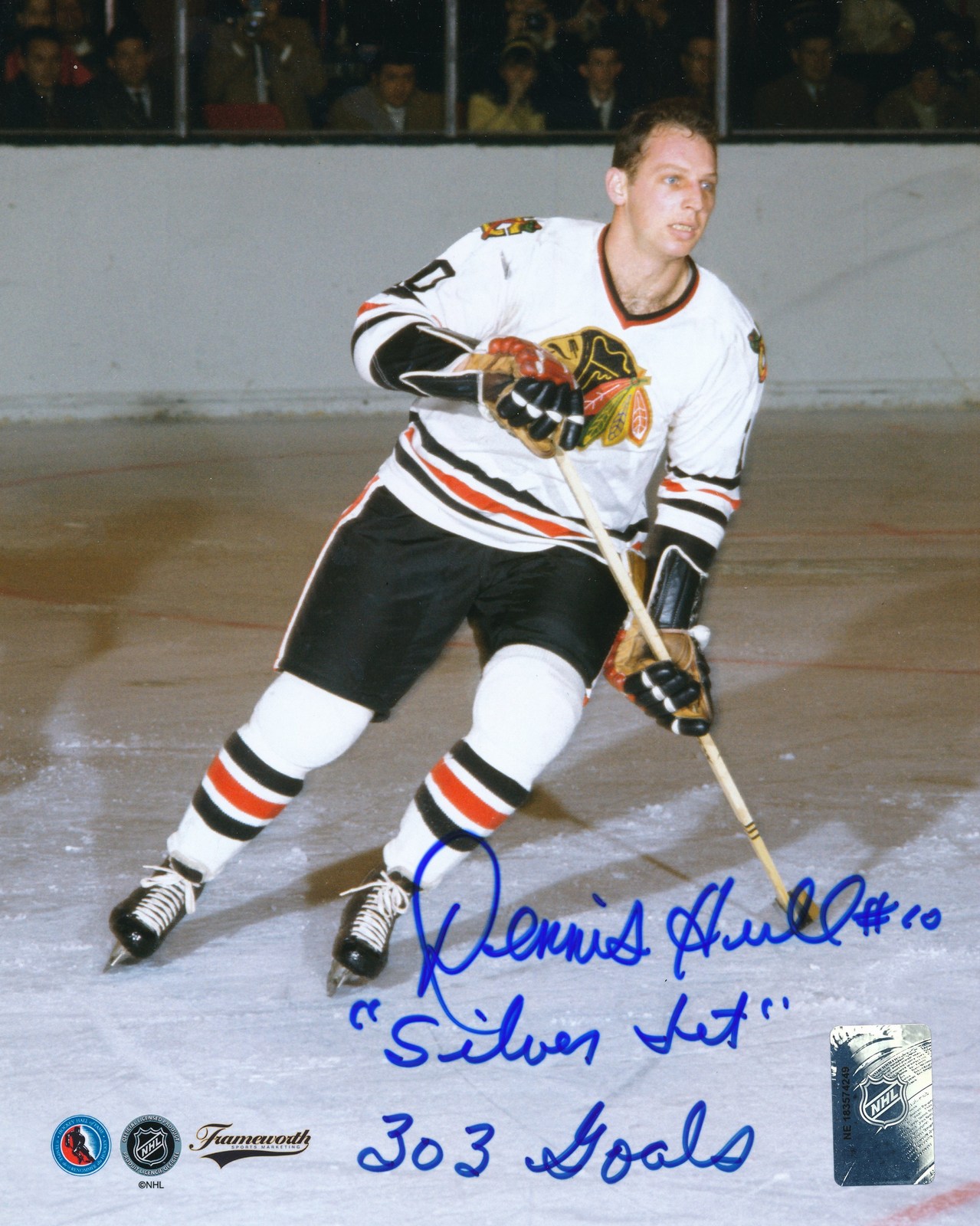 Dennis Hull Signed Blackhawks 8x10 Photo Inscribed "Silver Jet" & "303 Goals" (PA LOA) at PristineAuction.com Dennis Hull Signed Blackhawks 8x10 Photo Inscribed "Silver Jet" & "303 Goals" (PA LOA) at PristineAuction.com