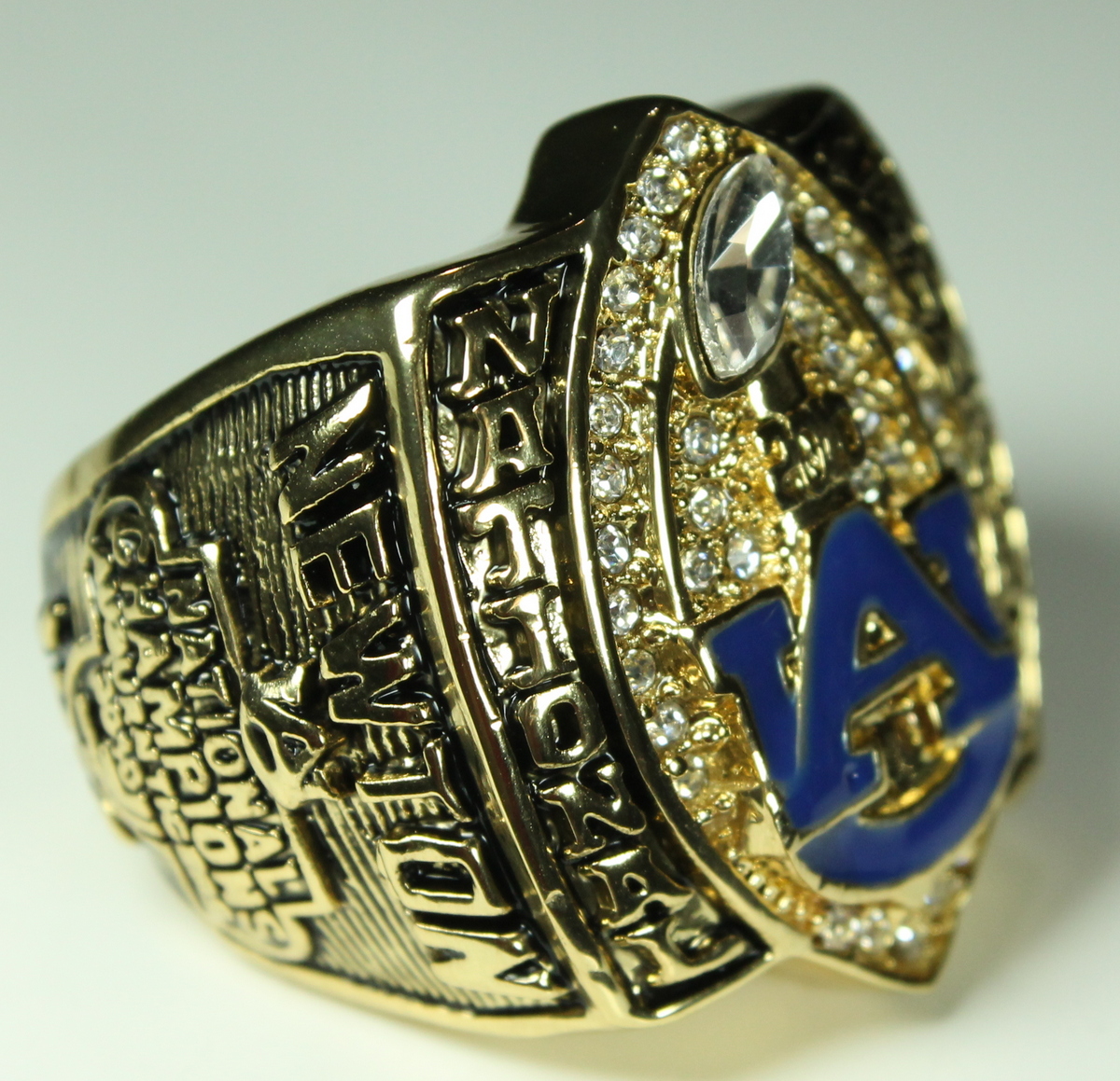 Cam Newton Auburn High Quality Replica 2010 National Championship Ring with Cherry Wood Display Box at PristineAuction.com Cam Newton Auburn High Quality Replica 2010 National Championship Ring with Cherry Wood Display Box at PristineAuction.com