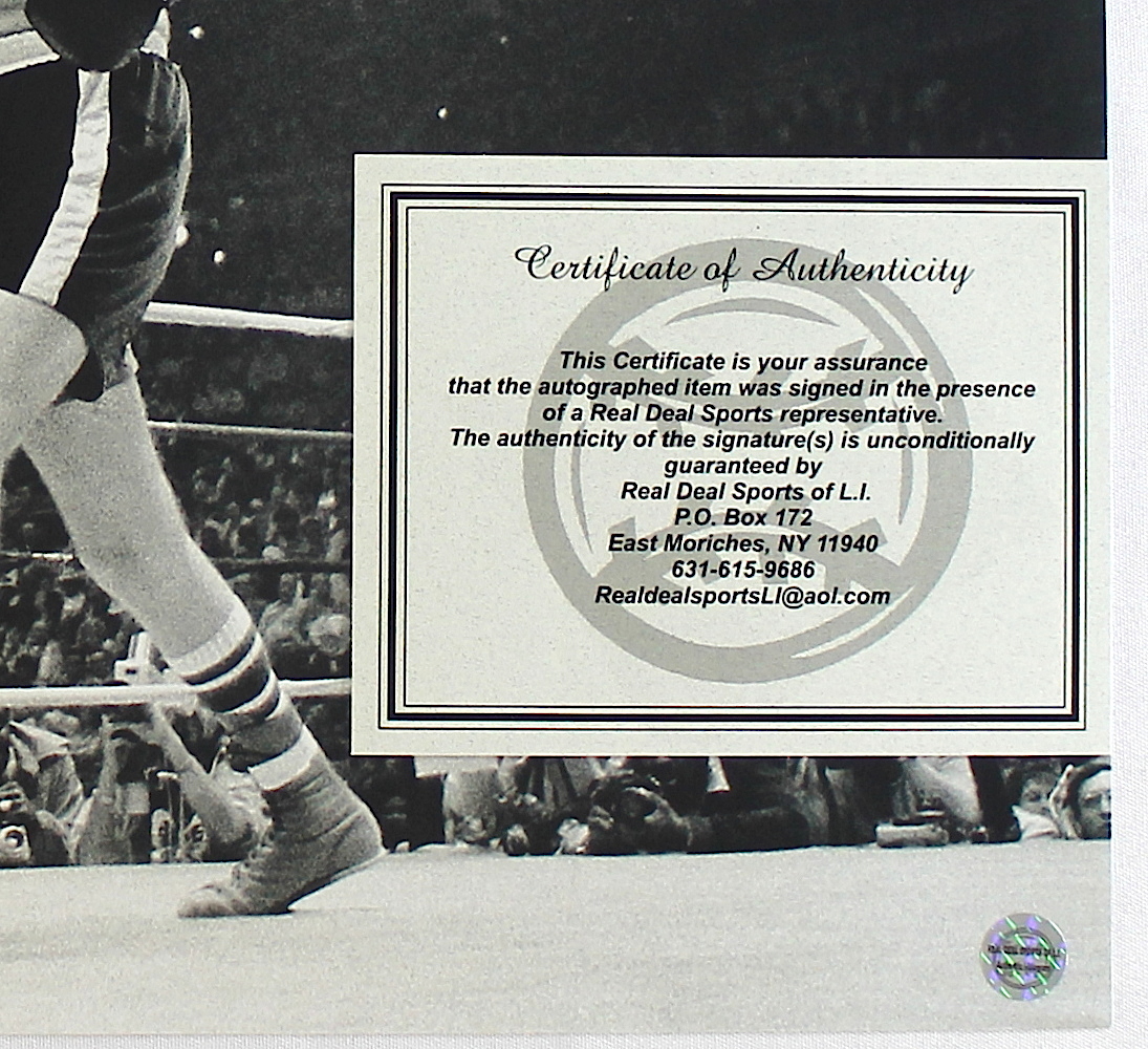 Chuck Wepner Signed 16x20 Photo vs Muhammad Ali (Real Deal COA) at PristineAuction.com Chuck Wepner Signed 16x20 Photo vs Muhammad Ali (Real Deal COA) at PristineAuction.com