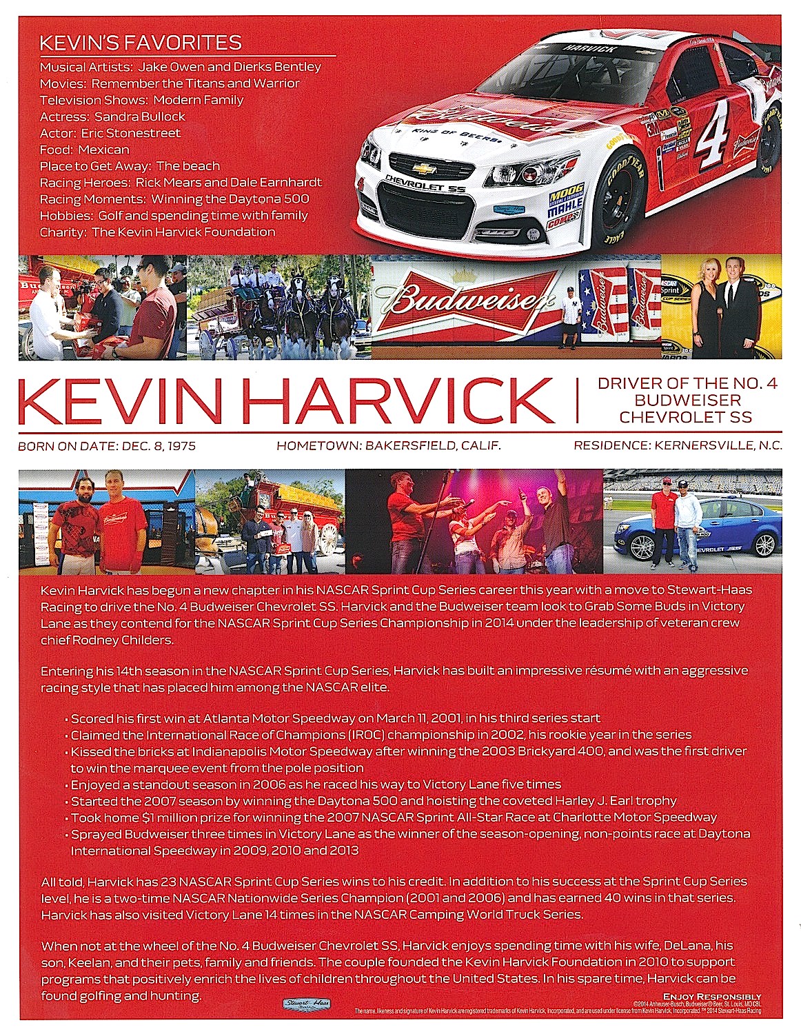 Kevin Harvick Signed 2014 NASCAR Hero Card (PA LOA) at PristineAuction.com Kevin Harvick Signed 2014 NASCAR Hero Card (PA LOA) at PristineAuction.com