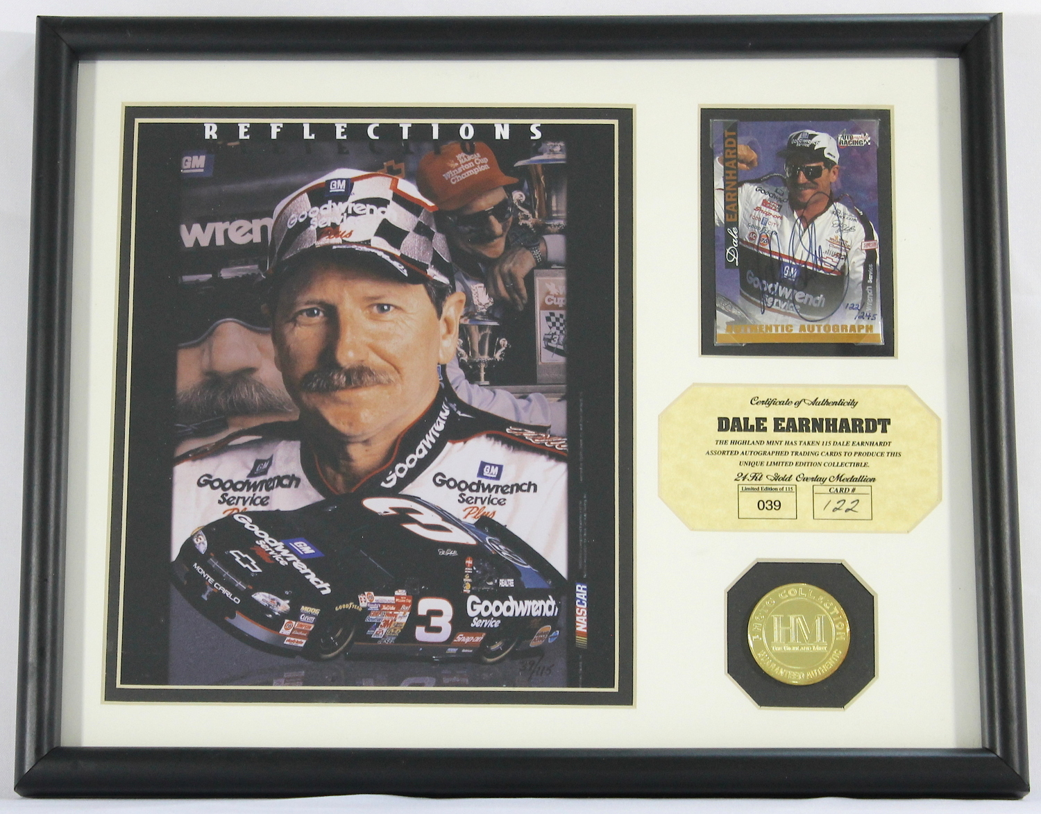 Dale Earnhardt Sr. Signed NASCAR 12x15 Custom Framed Display With Autographed NASCAR Card (Highland Mint COA) at PristineAuction.com Dale Earnhardt Sr. Signed NASCAR 12x15 Custom Framed Display With Autographed NASCAR Card (Highland Mint COA) at PristineAuction.com