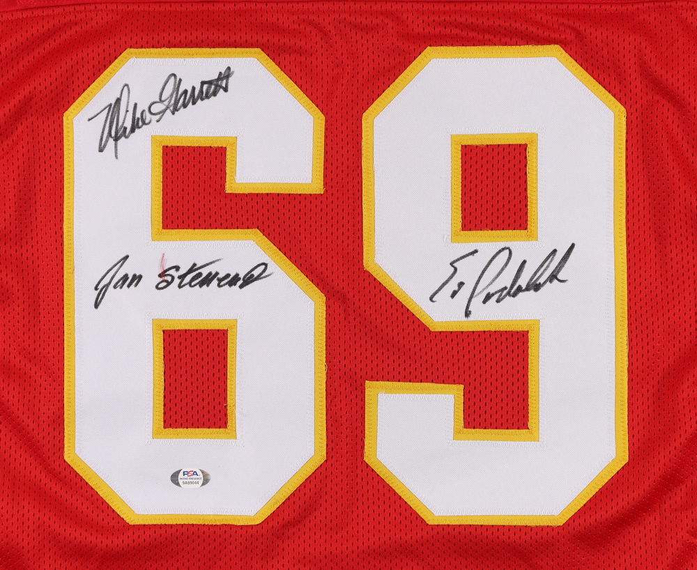 Jan Stenerud, Mike Garrett, & Ed Podolak Signed 1969 Super Bowl Champs Game Stat Highlight Jersey (PSA COA) at PristineAuction.com Jan Stenerud, Mike Garrett, & Ed Podolak Signed 1969 Super Bowl Champs Game Stat Highlight Jersey (PSA COA) at PristineAuction.com