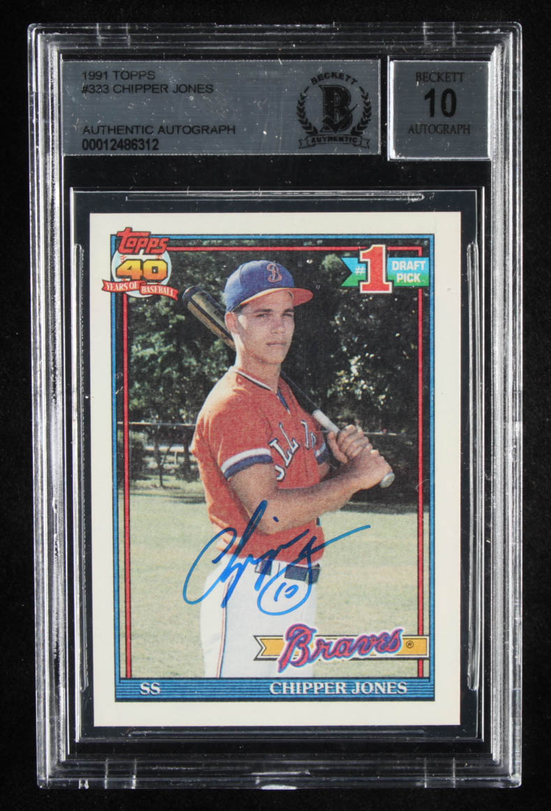 Chipper Jones Signed 1991 Topps #333 RC (BGS Encapsulated) at PristineAuction.com Chipper Jones Signed 1991 Topps #333 RC (BGS Encapsulated) at PristineAuction.com