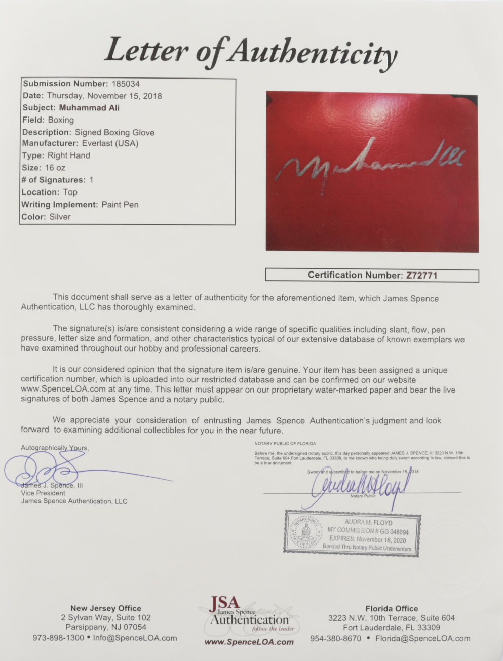 Muhammad Ali Signed Everlast Boxing Glove (JSA LOA) (See Description) at PristineAuction.com Muhammad Ali Signed Everlast Boxing Glove (JSA LOA) (See Description) at PristineAuction.com