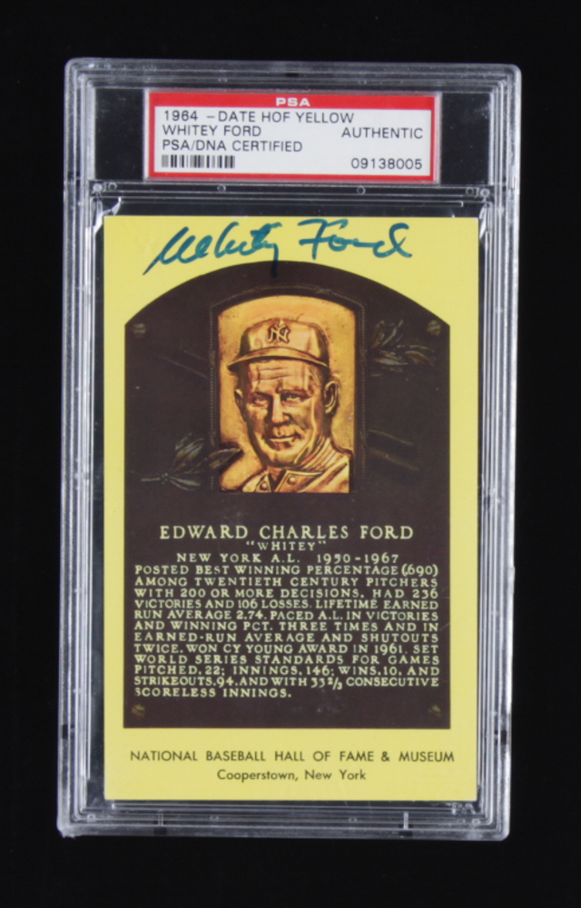 Whitey Ford Signed Hall of Fame Plaque Postcard (PSA Encapsulated) at PristineAuction.com Whitey Ford Signed Hall of Fame Plaque Postcard (PSA Encapsulated) at PristineAuction.com