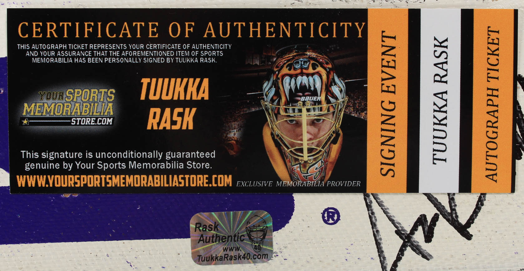 Tuukka Rask Signed Louisville TPS Game-Used Hockey Stick (YSMS COA & Rask Hologram) (See Description) at PristineAuction.com Tuukka Rask Signed Louisville TPS Game-Used Hockey Stick (YSMS COA & Rask Hologram) (See Description) at PristineAuction.com