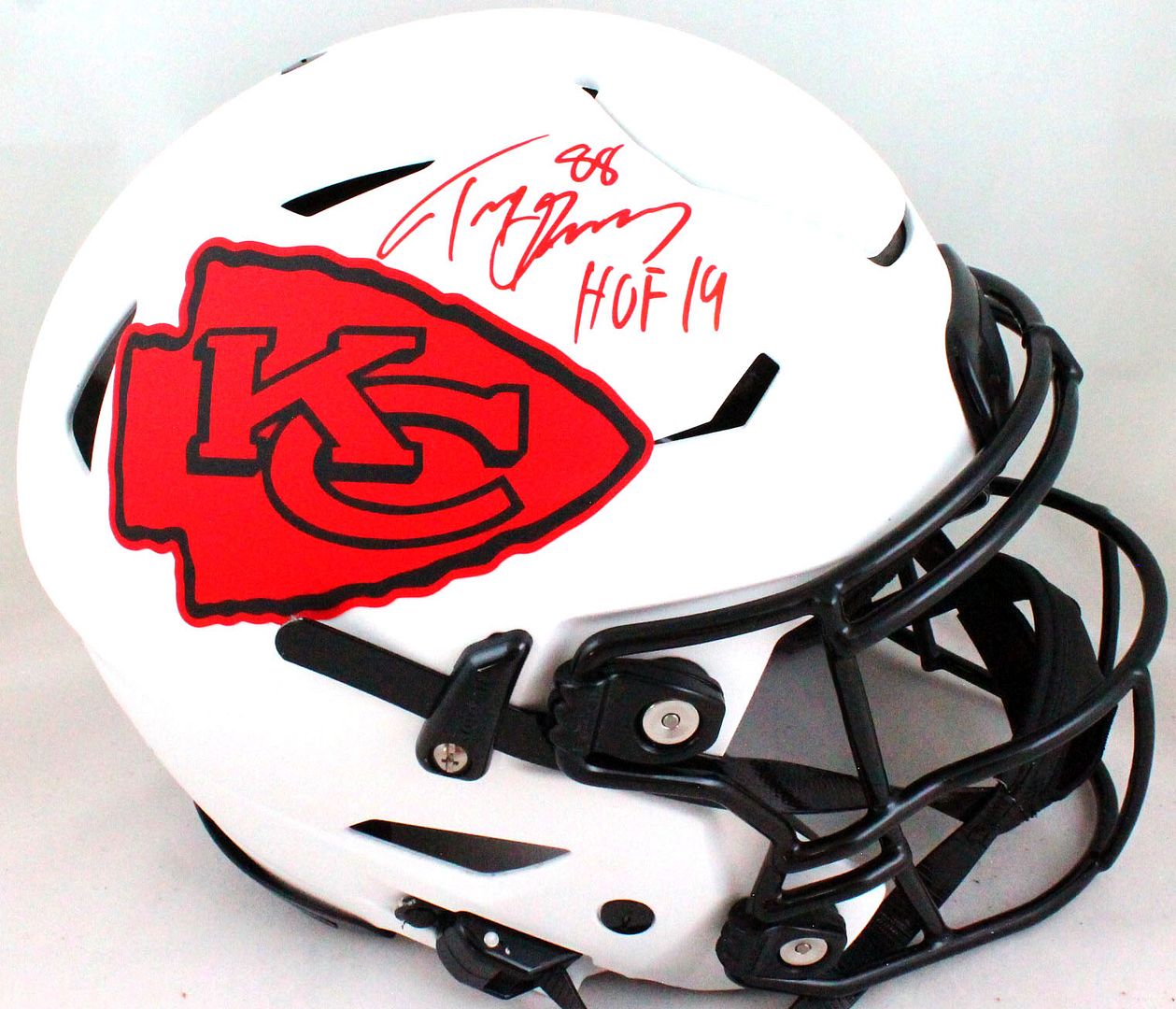 Tony Gonzalez Signed Chiefs Full-Size Lunar Eclipse Alternate Authentic On-Field SpeedFlex Helmet Inscribed "HOF 19" (Beckett Hologram) at PristineAuction.com Tony Gonzalez Signed Chiefs Full-Size Lunar Eclipse Alternate Authentic On-Field SpeedFlex Helmet Inscribed "HOF 19" (Beckett Hologram) at PristineAuction.com