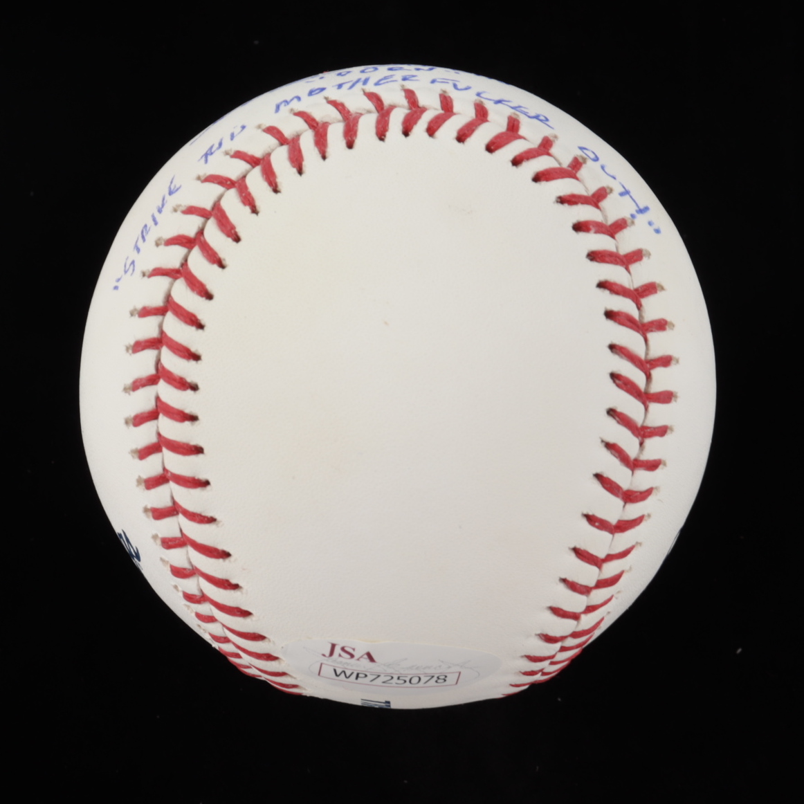 Corbin Bernsen Signed OML Baseball Inscribed "Dorn" & "Strike This M*********** Out!" (JSA COA) at PristineAuction.com Corbin Bernsen Signed OML Baseball Inscribed "Dorn" & "Strike This M*********** Out!" (JSA COA) at PristineAuction.com