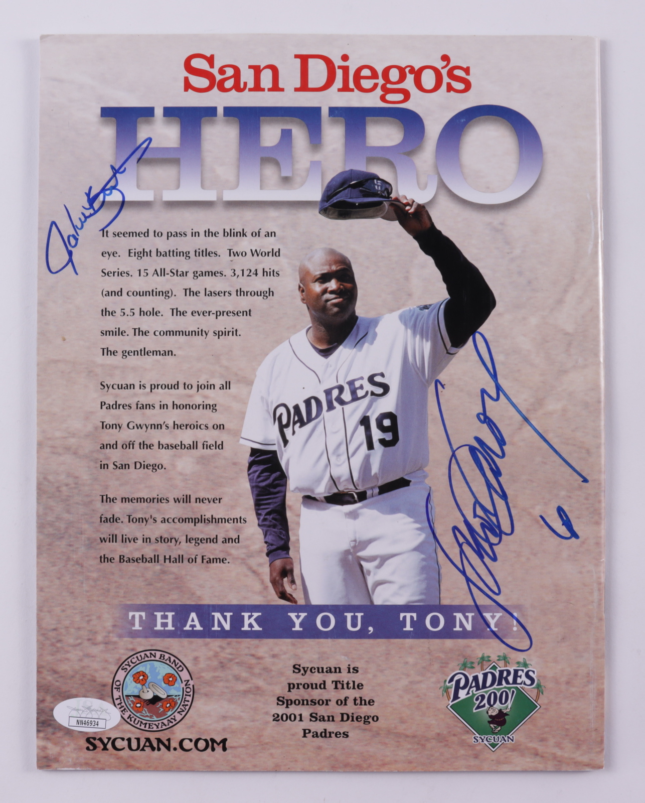 Tony Gwynn, Steve Garvey & John Kruk Signed Padres "A Tribute To Tony" Magazine (JSA COA & PSA COA) (See Description) at PristineAuction.com Tony Gwynn, Steve Garvey & John Kruk Signed Padres "A Tribute To Tony" Magazine (JSA COA & PSA COA) (See Description) at PristineAuction.com