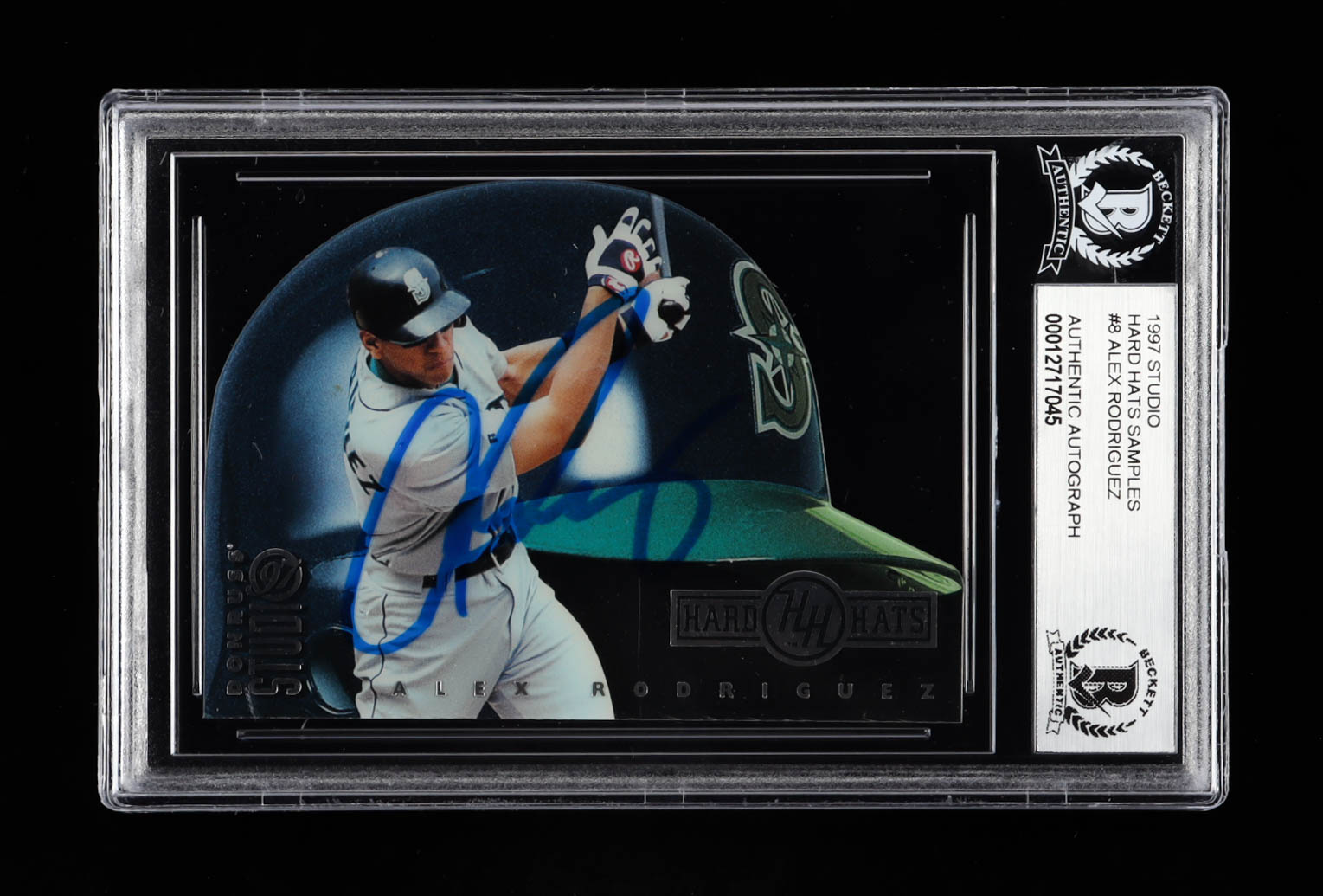 Alex Rodriguez Signed 1997 Studio Hard Hats Samples #8 (BGS Encapsulated) at PristineAuction.com Alex Rodriguez Signed 1997 Studio Hard Hats Samples #8 (BGS Encapsulated) at PristineAuction.com