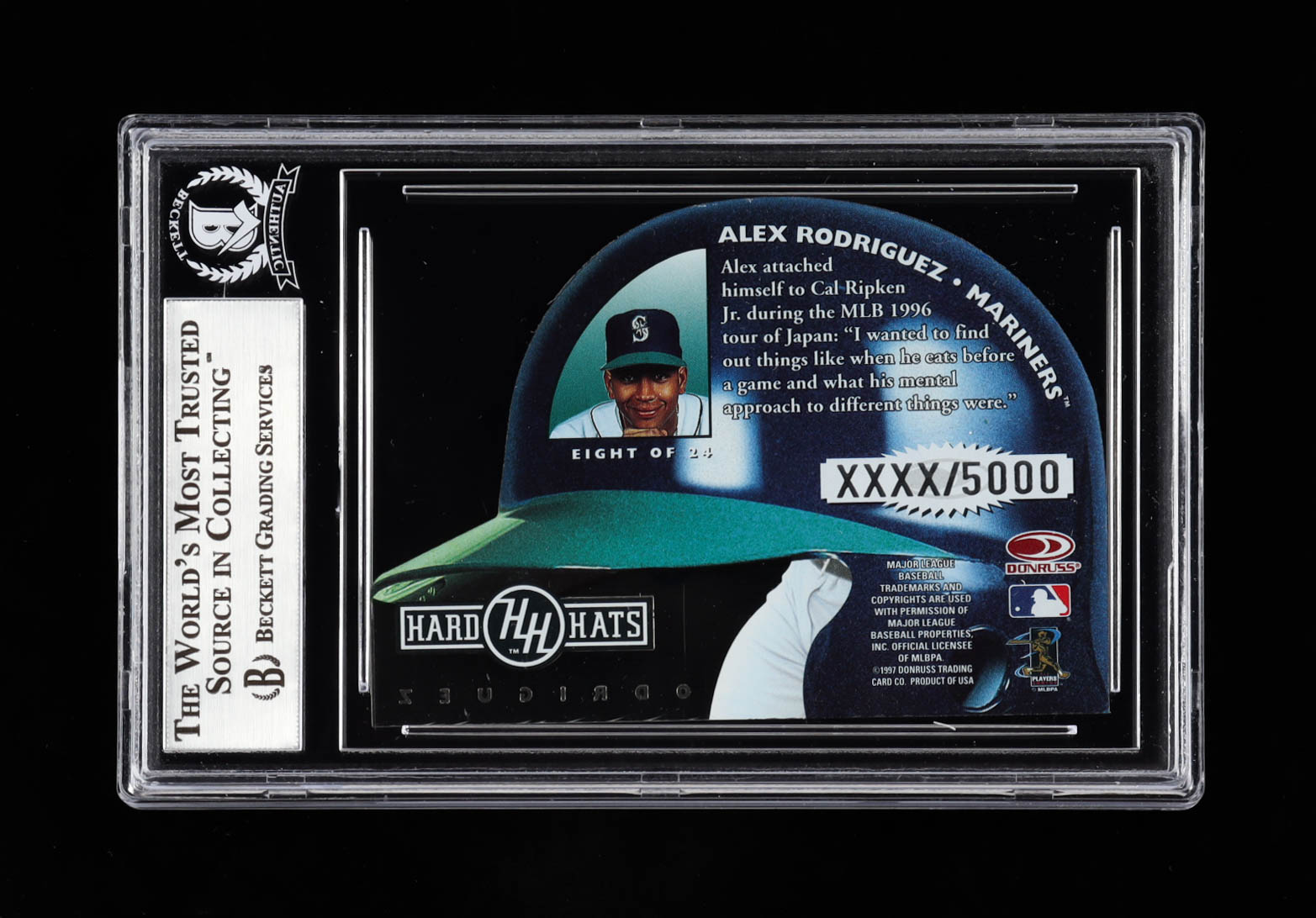 Alex Rodriguez Signed 1997 Studio Hard Hats Samples #8 (BGS Encapsulated) at PristineAuction.com Alex Rodriguez Signed 1997 Studio Hard Hats Samples #8 (BGS Encapsulated) at PristineAuction.com
