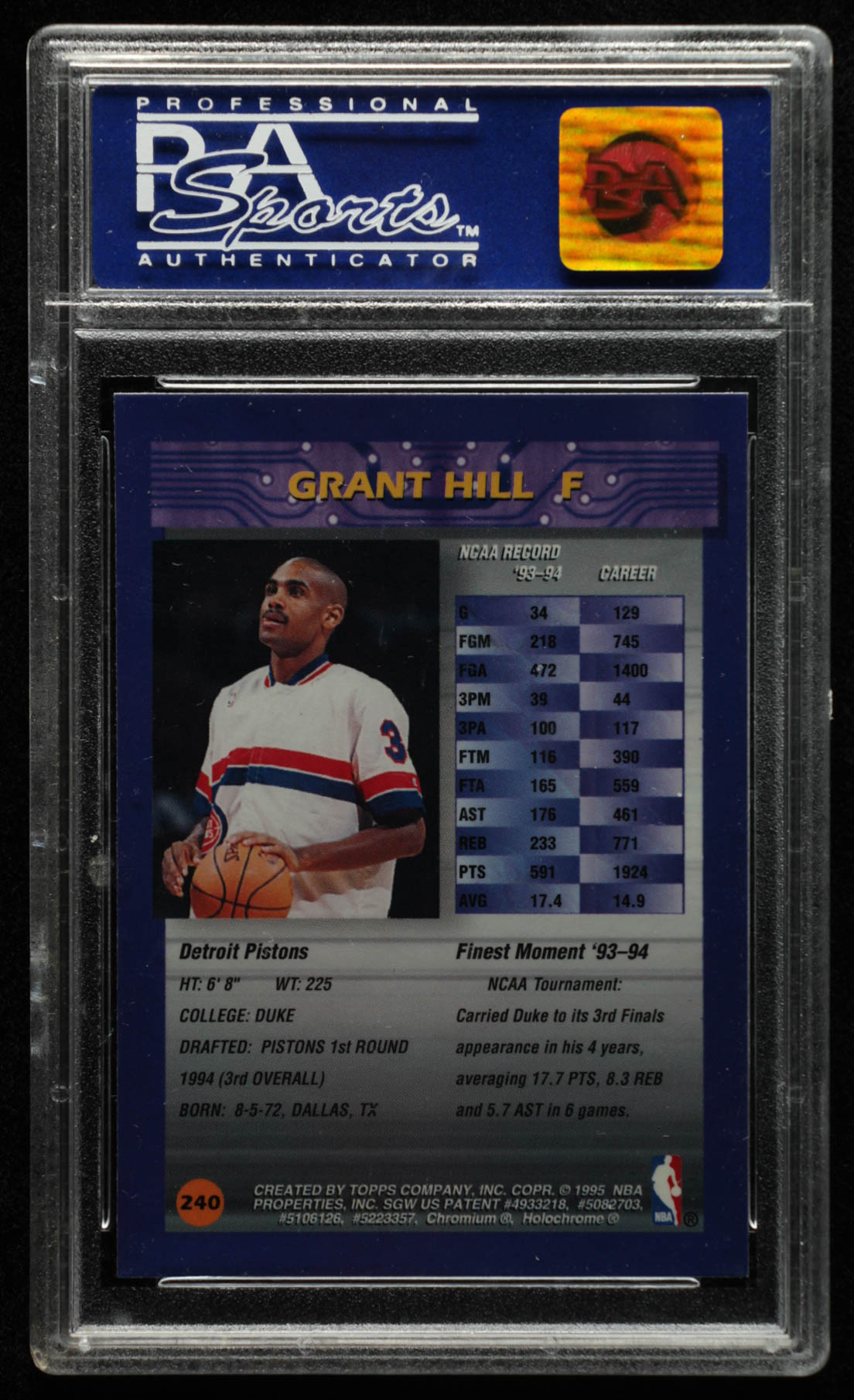 Grant Hill 1994-95 Finest #240 RC (PSA 9) at PristineAuction.com Grant Hill 1994-95 Finest #240 RC (PSA 9) at PristineAuction.com