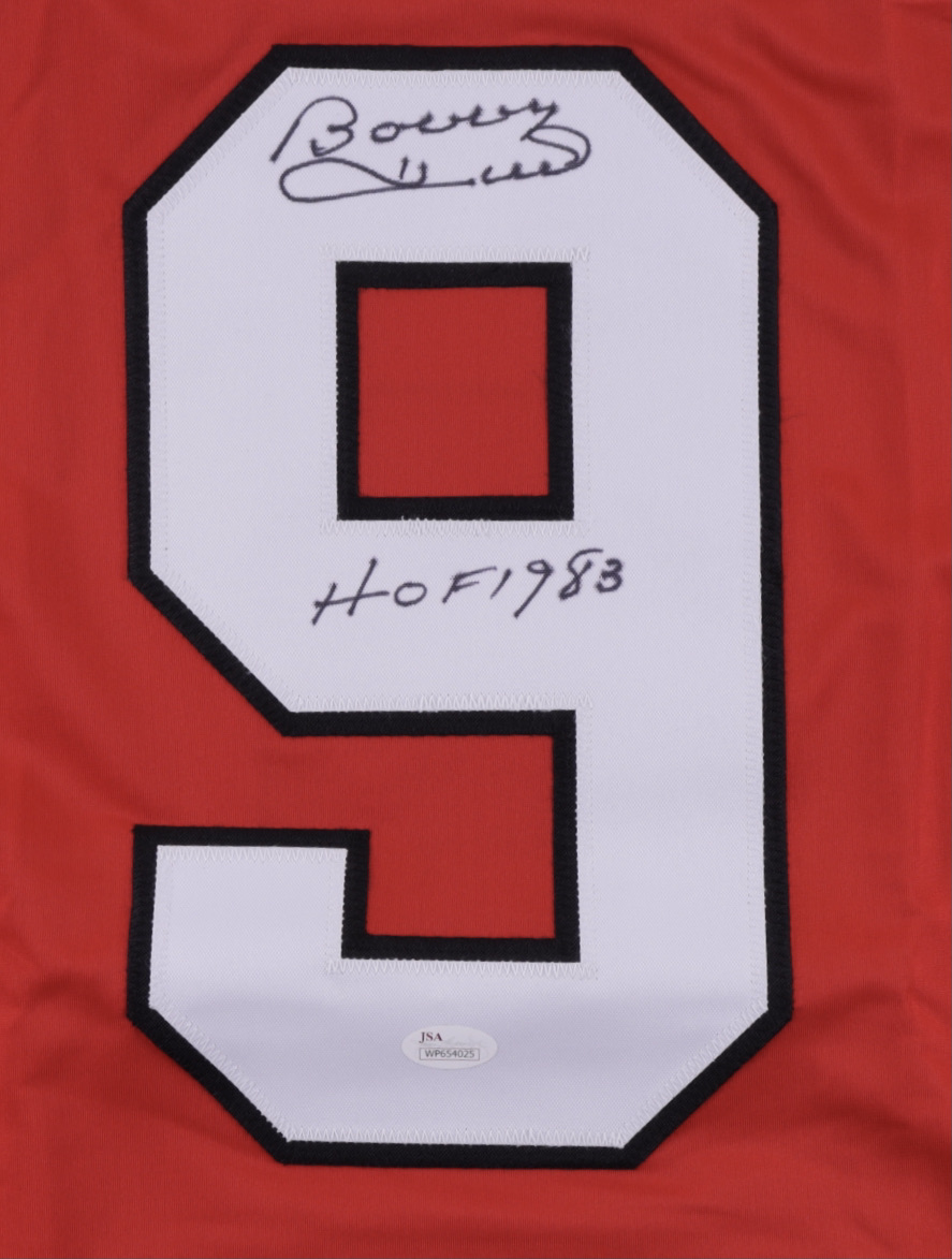Bobby Hull Signed Career Highlight Stat Jersey Inscribed "HOF 1983" (JSA COA) at PristineAuction.com Bobby Hull Signed Career Highlight Stat Jersey Inscribed "HOF 1983" (JSA COA) at PristineAuction.com
