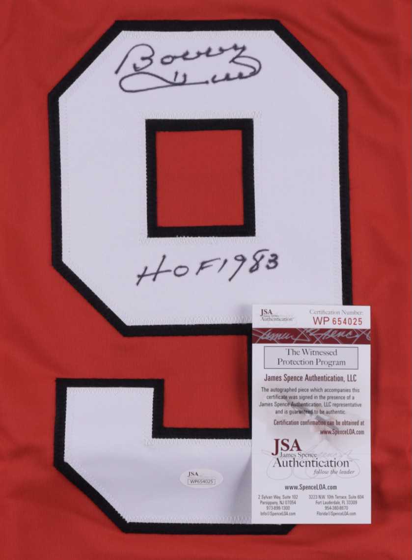 Bobby Hull Signed Career Highlight Stat Jersey Inscribed "HOF 1983" (JSA COA) at PristineAuction.com Bobby Hull Signed Career Highlight Stat Jersey Inscribed "HOF 1983" (JSA COA) at PristineAuction.com