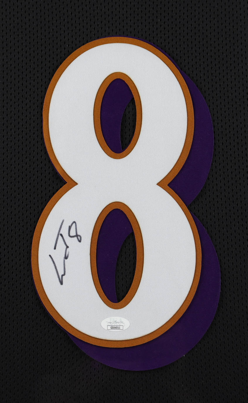 Lamar Jackson Signed 35x43 Custom Framed Jersey Display (JSA Hologram) at PristineAuction.com Lamar Jackson Signed 35x43 Custom Framed Jersey Display (JSA Hologram) at PristineAuction.com
