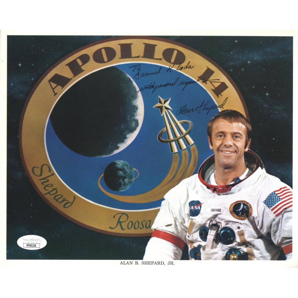 Alan Shepard Signed Apollo 14 8x10 Photo Inscribed 