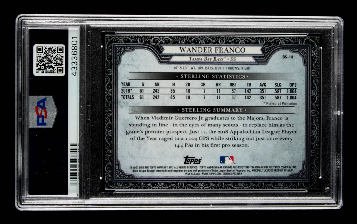 Wander Franco 2019 Bowman Chrome Bowman Sterling Continuity #BS10 (PSA 10) at PristineAuction.com Wander Franco 2019 Bowman Chrome Bowman Sterling Continuity #BS10 (PSA 10) at PristineAuction.com
