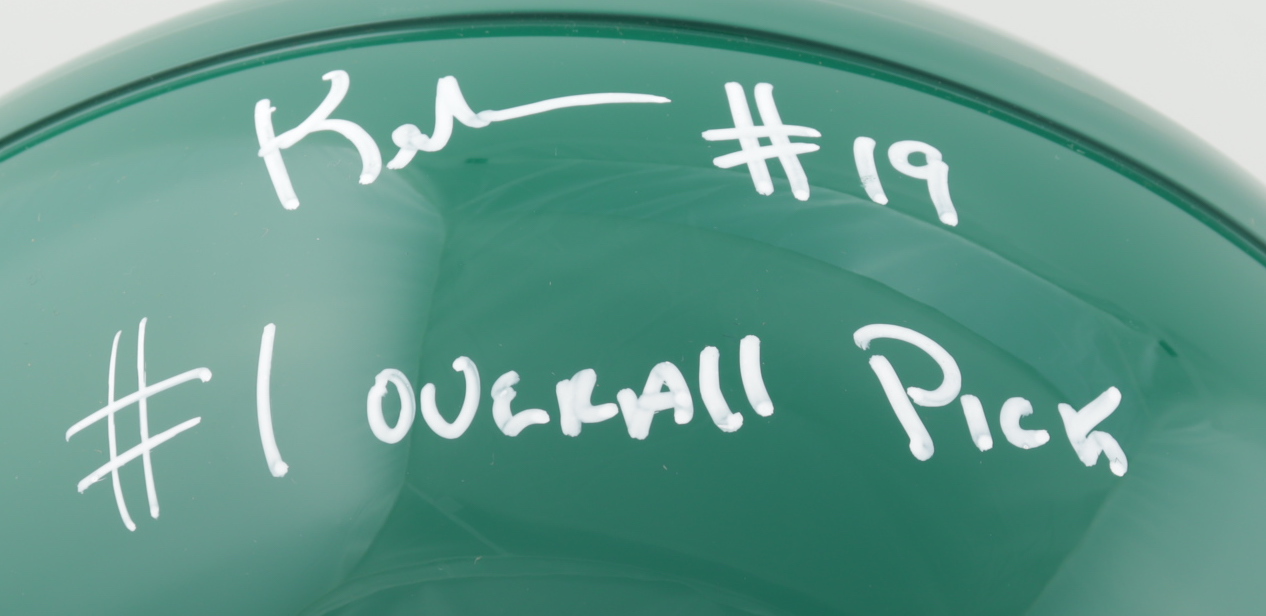 Keyshawn Johnson Signed Jets Full-Size Authentic On-Field Helmet Inscribed "#1 Overall Pick" (JSA COA) at PristineAuction.com Keyshawn Johnson Signed Jets Full-Size Authentic On-Field Helmet Inscribed "#1 Overall Pick" (JSA COA) at PristineAuction.com