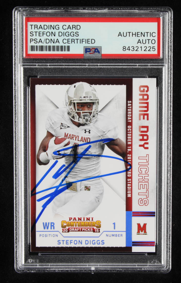 Stefon Diggs Signed 2015 Panini Contenders Draft Picks Game Day Tickets #43 (PSA Encapsulated) at PristineAuction.com Stefon Diggs Signed 2015 Panini Contenders Draft Picks Game Day Tickets #43 (PSA Encapsulated) at PristineAuction.com