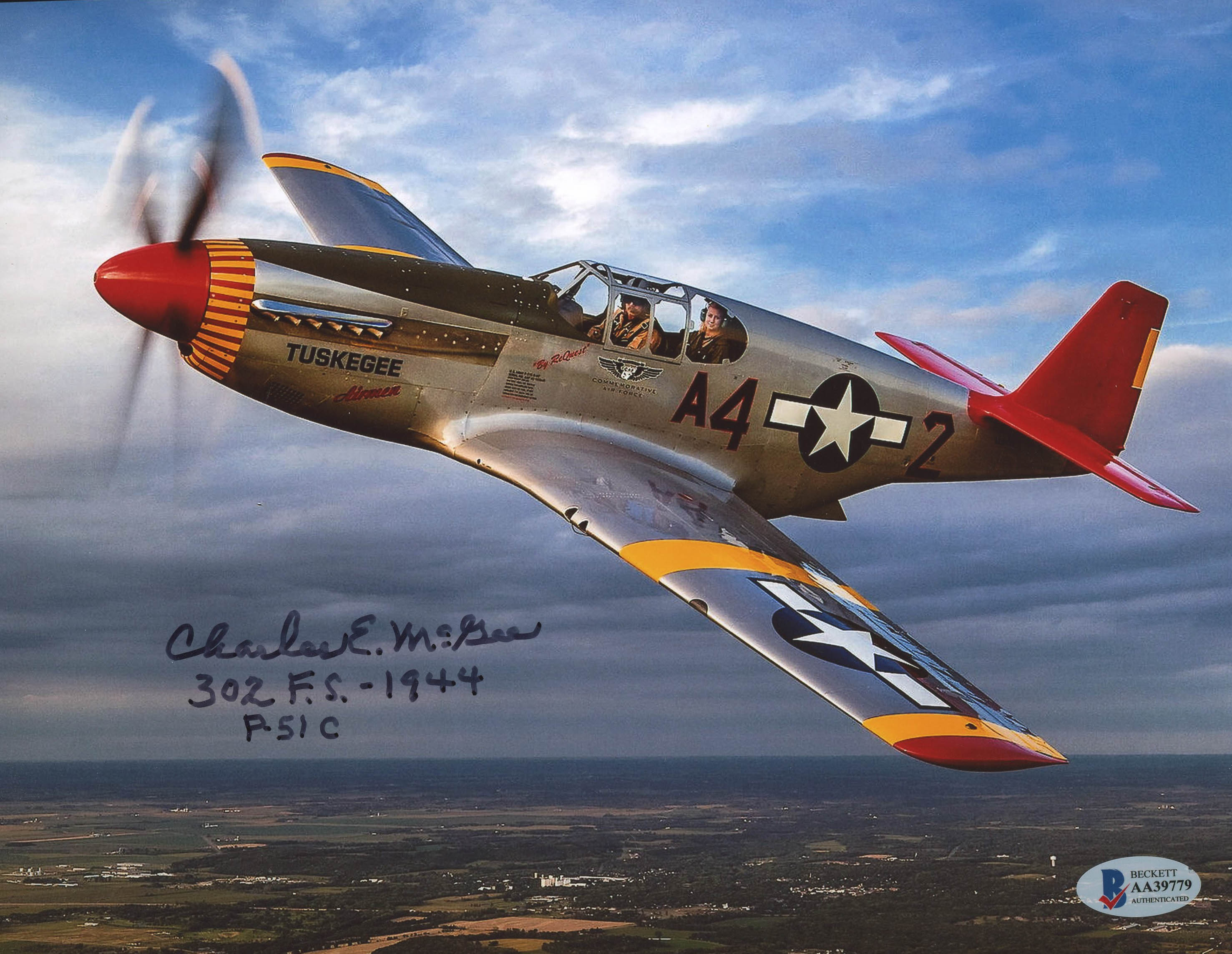 Charles McGee Signed 8x10 Photo Inscribed "302 F.S. - 1944" & "P-51C" (Beckett COA) at PristineAuction.com Charles McGee Signed 8x10 Photo Inscribed "302 F.S. - 1944" & "P-51C" (Beckett COA) at PristineAuction.com