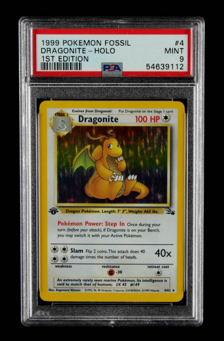 Dragonite 1999 Pokemon Fossil 1st Edition #4 (PSA 9) at PristineAuction.com Dragonite 1999 Pokemon Fossil 1st Edition #4 (PSA 9) at PristineAuction.com