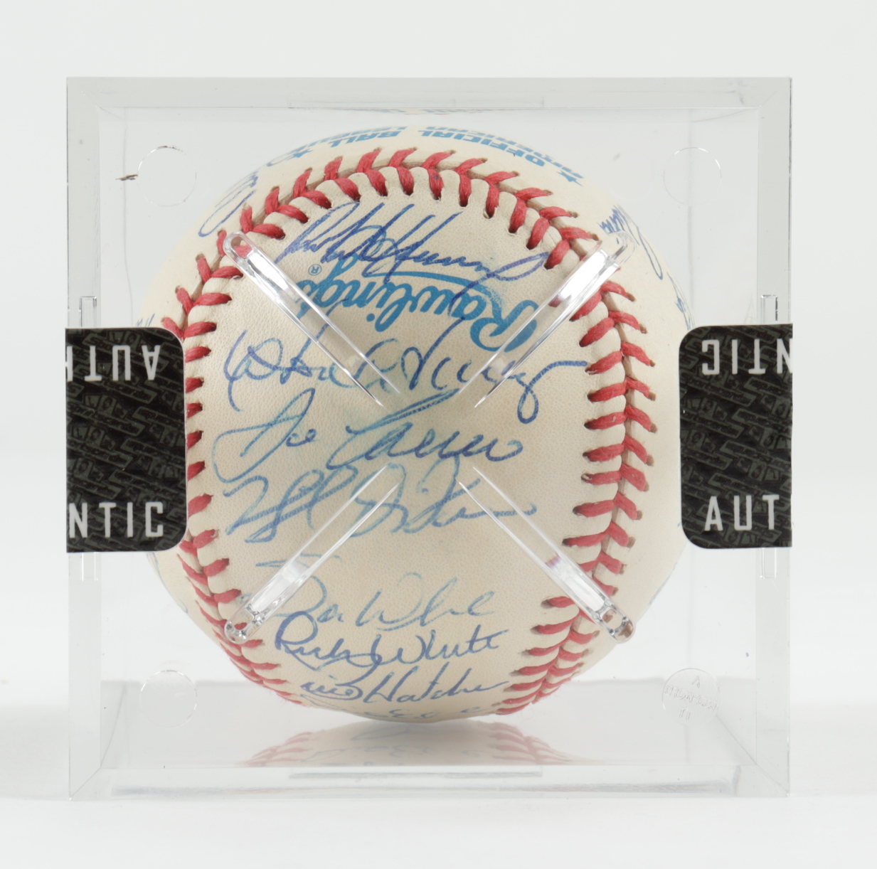 1999 Devil Rays OAL Baseball Team-Signed by (27) with Wade Boggs, Larry Rothschild, Jose Canseco, Bobby Witt with Display Case (SportsCards LOA) at PristineAuction.com 1999 Devil Rays OAL Baseball Team-Signed by (27) with Wade Boggs, Larry Rothschild, Jose Canseco, Bobby Witt with Display Case (SportsCards LOA) at PristineAuction.com