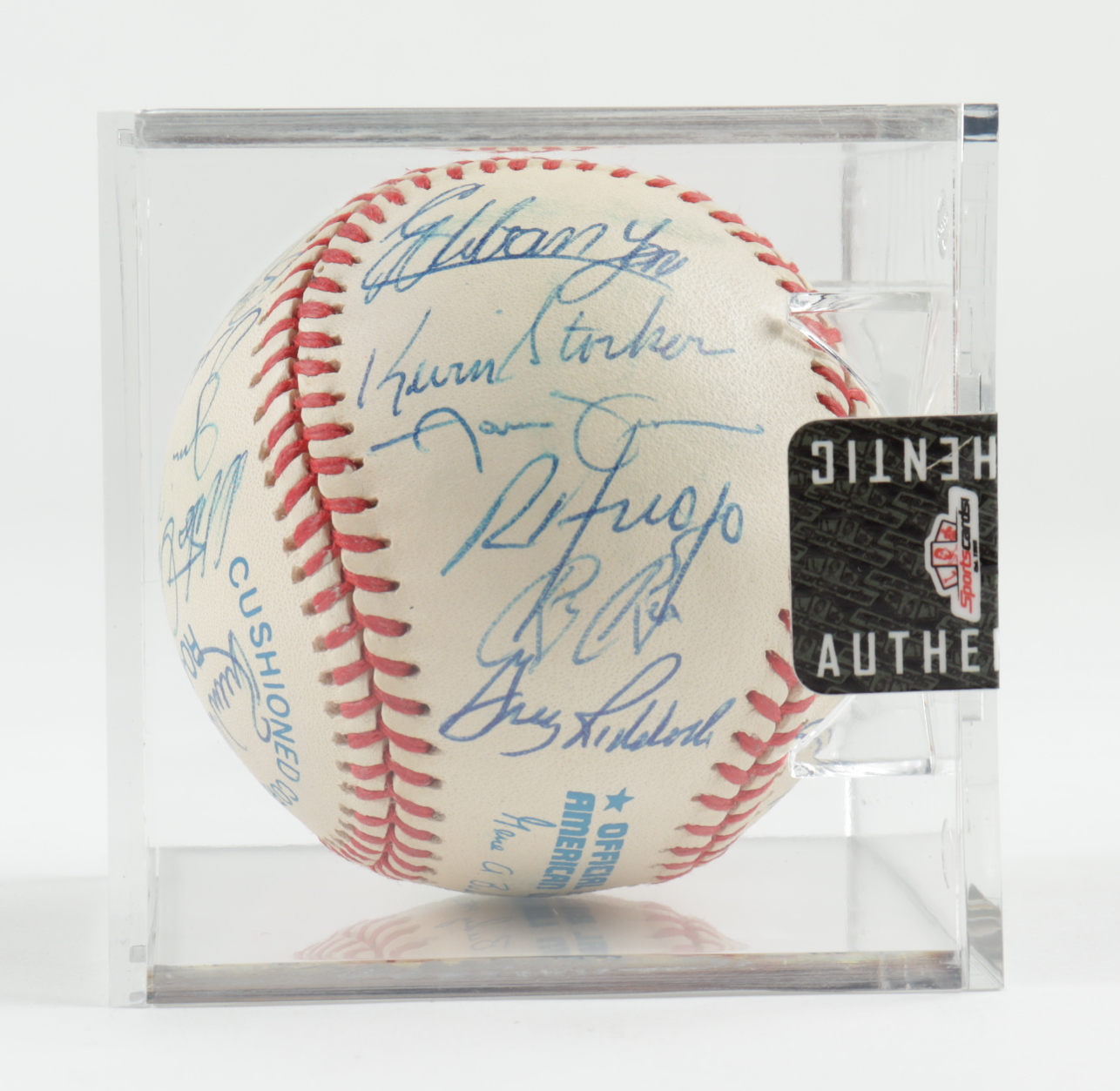 1999 Devil Rays OAL Baseball Team-Signed by (27) with Wade Boggs, Larry Rothschild, Jose Canseco, Bobby Witt with Display Case (SportsCards LOA) at PristineAuction.com 1999 Devil Rays OAL Baseball Team-Signed by (27) with Wade Boggs, Larry Rothschild, Jose Canseco, Bobby Witt with Display Case (SportsCards LOA) at PristineAuction.com