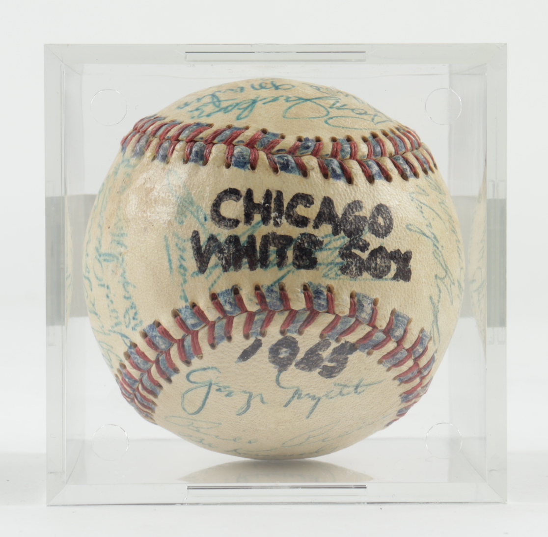 1955 White Sox Baseball Team-Signed by (29) with Nelson Fox, George Kell, Jim Busby, Bill Pierce, Sherm Lollar, Del Wilber with Display Case (SportsCards LOA) at PristineAuction.com 1955 White Sox Baseball Team-Signed by (29) with Nelson Fox, George Kell, Jim Busby, Bill Pierce, Sherm Lollar, Del Wilber with Display Case (SportsCards LOA) at PristineAuction.com