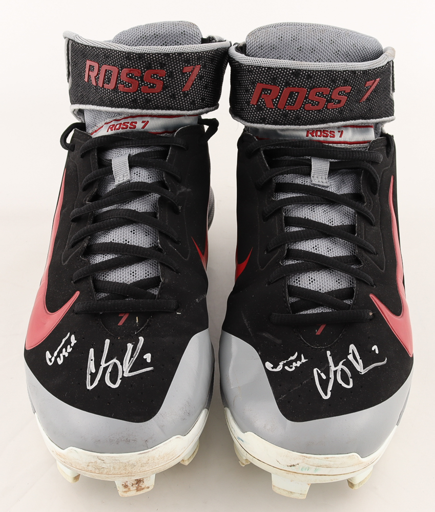 Cody Ross Signed Game-Used Pair of Nike Baseball Cleats Inscribed "Game Used" (Beckett Hologram) at PristineAuction.com Cody Ross Signed Game-Used Pair of Nike Baseball Cleats Inscribed "Game Used" (Beckett Hologram) at PristineAuction.com