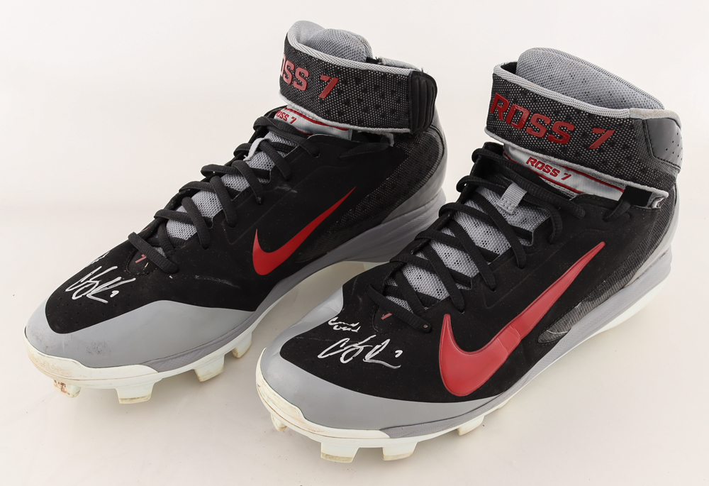 Cody Ross Signed Game-Used Pair of Nike Baseball Cleats Inscribed "Game Used" (Beckett Hologram) at PristineAuction.com Cody Ross Signed Game-Used Pair of Nike Baseball Cleats Inscribed "Game Used" (Beckett Hologram) at PristineAuction.com