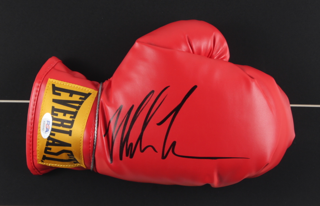 Mike Tyson Signed 16x30 Custom Framed Boxing Glove Display (PSA COA) at PristineAuction.com Mike Tyson Signed 16x30 Custom Framed Boxing Glove Display (PSA COA) at PristineAuction.com