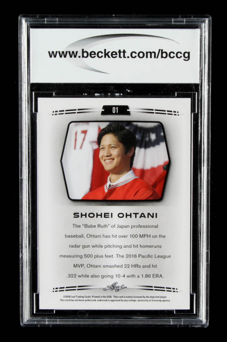 Shohei Ohtani 2018 Leaf Ohtani Retail Red #01 (BCCG 10) at PristineAuction.com Shohei Ohtani 2018 Leaf Ohtani Retail Red #01 (BCCG 10) at PristineAuction.com