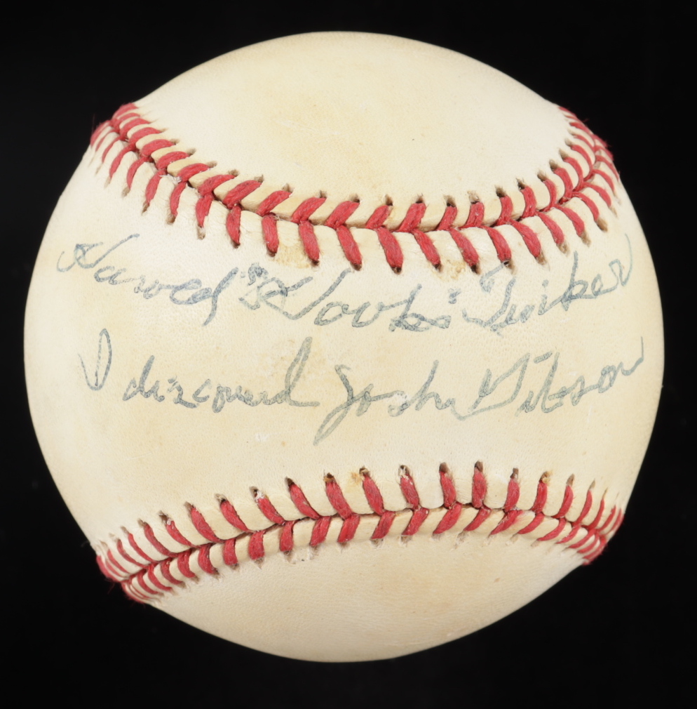 Harold "Hooks" Tinker Signed OAL Baseball Inscribed "I Discovered Josh Gibson" (Beckett COA) at PristineAuction.com Harold "Hooks" Tinker Signed OAL Baseball Inscribed "I Discovered Josh Gibson" (Beckett COA) at PristineAuction.com