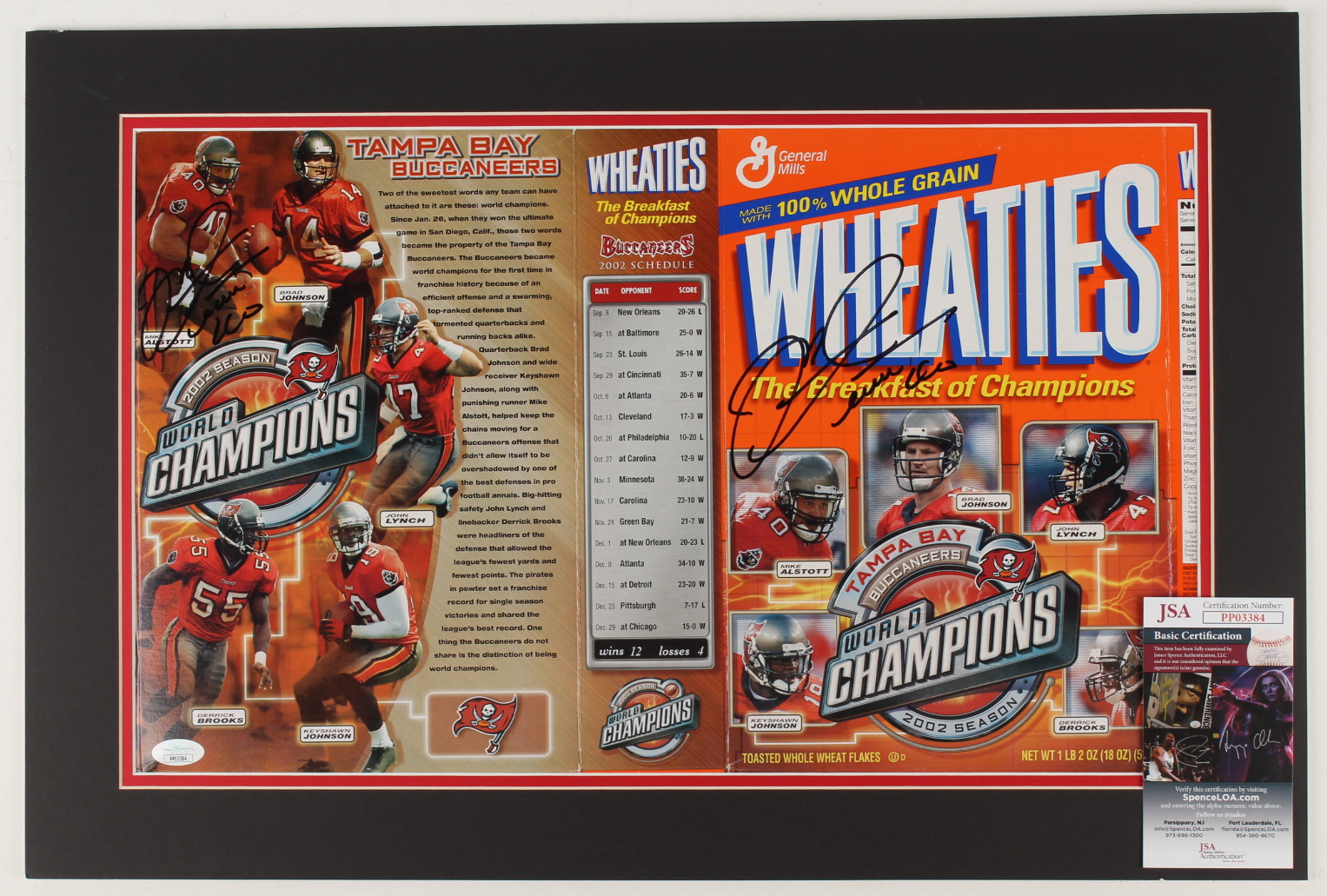 Mike Alstott Twice-Signed 16x24 Custom Matted Wheaties Box Display (JSA COA) at PristineAuction.com Mike Alstott Twice-Signed 16x24 Custom Matted Wheaties Box Display (JSA COA) at PristineAuction.com