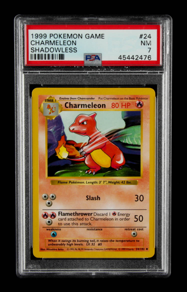 Charmeleon 1999 Pokemon Base Shadowless #24 (PSA 7) at PristineAuction.com Charmeleon 1999 Pokemon Base Shadowless #24 (PSA 7) at PristineAuction.com