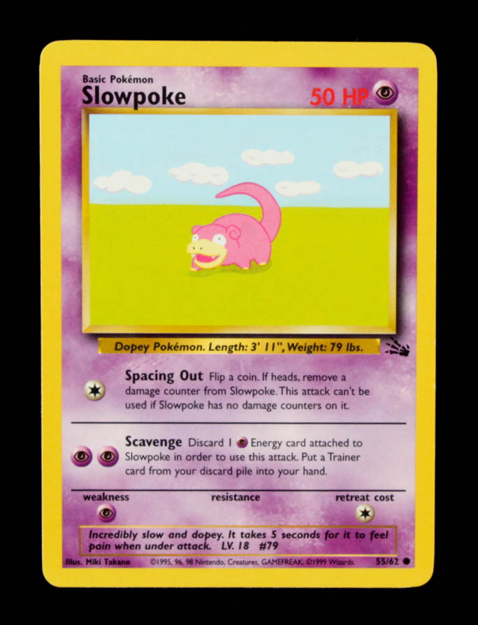 Slowpoke 1999 Pokemon Fossil Unlimited #55 at PristineAuction.com Slowpoke 1999 Pokemon Fossil Unlimited #55 at PristineAuction.com