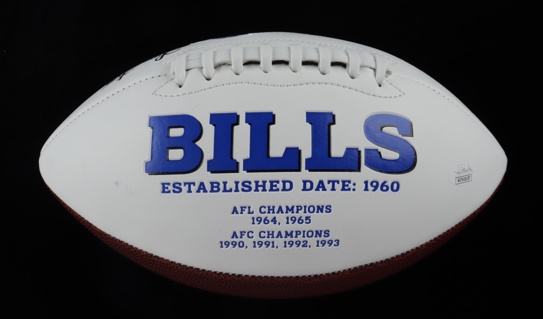 Andre Reed, Thurman Thomas & Jim Kelly Signed Bills Logo Football (JSA COA) (See Description) at PristineAuction.com Andre Reed, Thurman Thomas & Jim Kelly Signed Bills Logo Football (JSA COA) (See Description) at PristineAuction.com