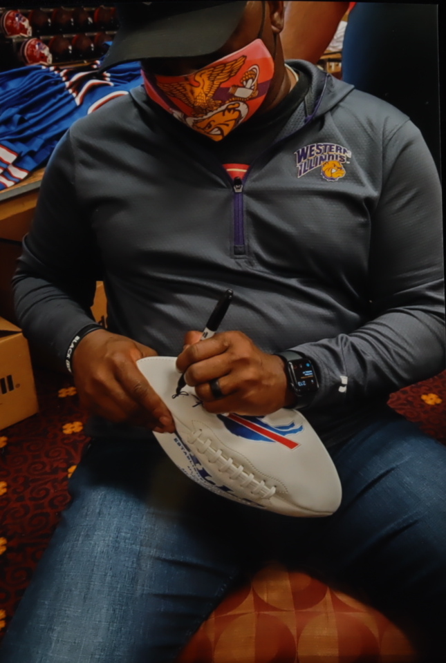 Andre Reed, Thurman Thomas & Jim Kelly Signed Bills Logo Football (JSA COA) (See Description) at PristineAuction.com Andre Reed, Thurman Thomas & Jim Kelly Signed Bills Logo Football (JSA COA) (See Description) at PristineAuction.com