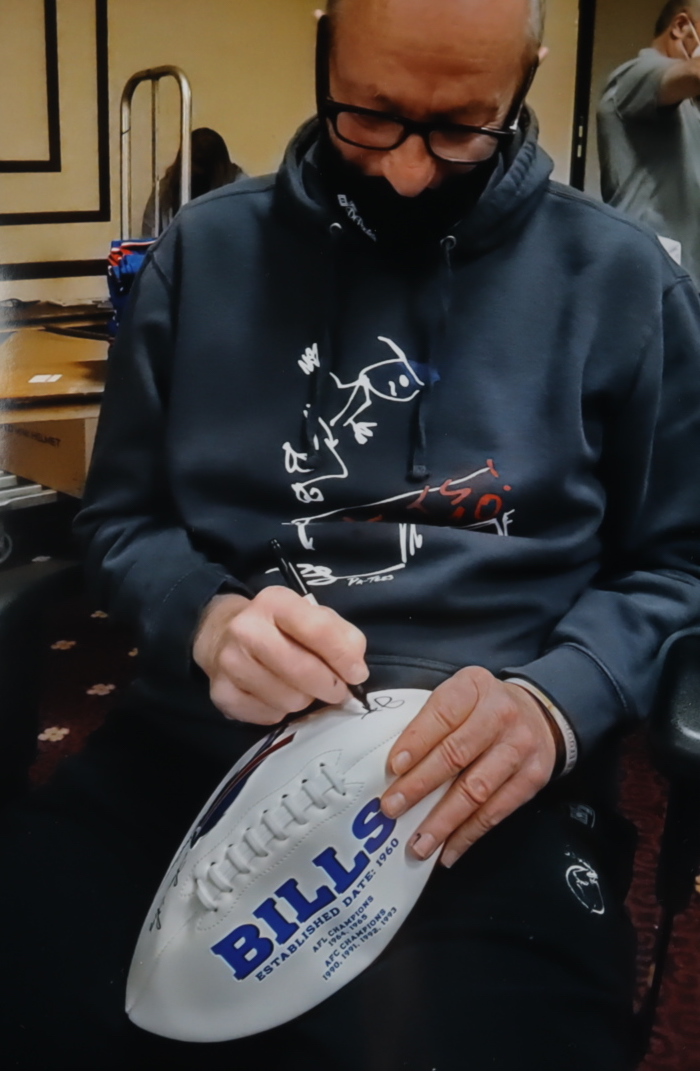 Andre Reed, Thurman Thomas & Jim Kelly Signed Bills Logo Football (JSA COA) (See Description) at PristineAuction.com Andre Reed, Thurman Thomas & Jim Kelly Signed Bills Logo Football (JSA COA) (See Description) at PristineAuction.com