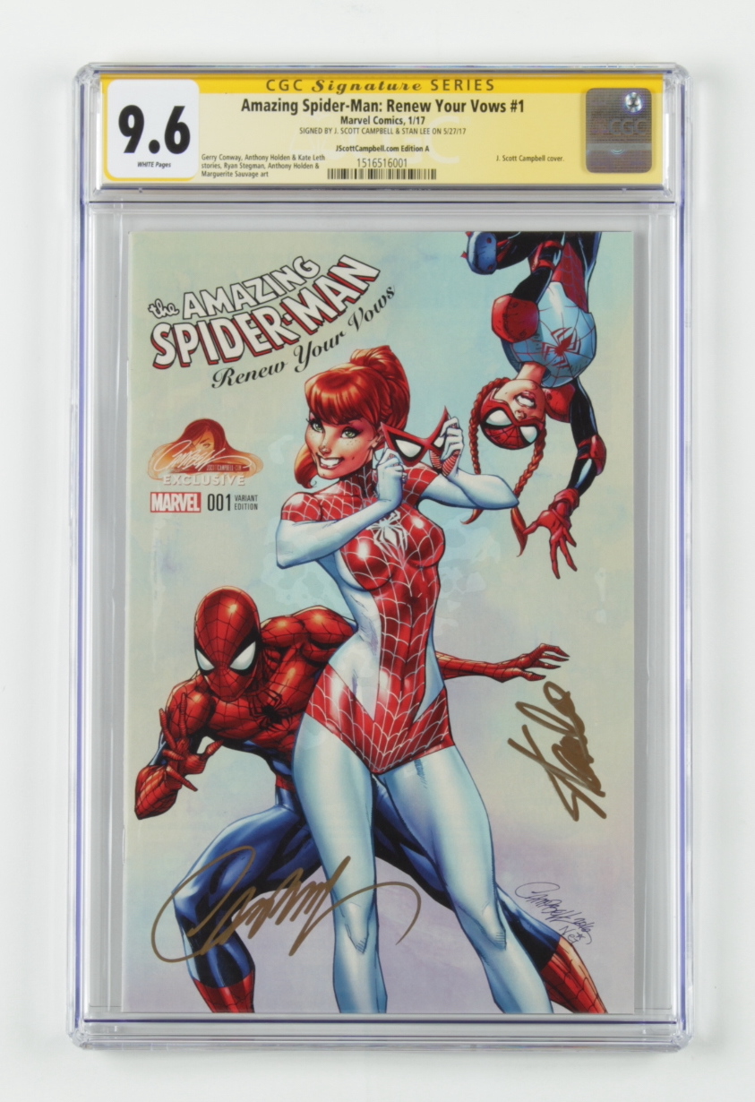 Stan Lee & J. Scott Campbell Signed 2017 "Amazing Spider-Man: Renew Your Vows" Issue #1 Marvel Comic Book (CGC Encapsulated - 9.6) at PristineAuction.com Stan Lee & J. Scott Campbell Signed 2017 "Amazing Spider-Man: Renew Your Vows" Issue #1 Marvel Comic Book (CGC Encapsulated - 9.6) at PristineAuction.com