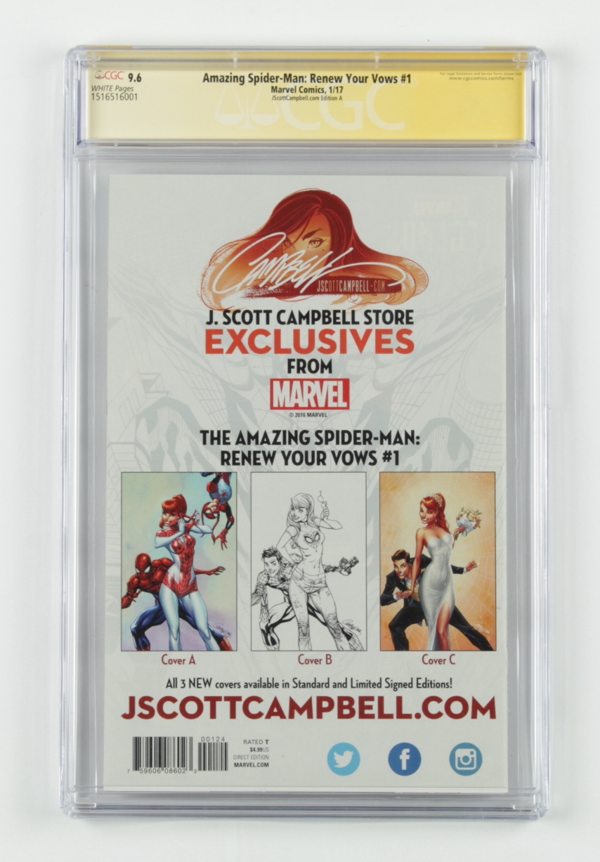 Stan Lee & J. Scott Campbell Signed 2017 "Amazing Spider-Man: Renew Your Vows" Issue #1 Marvel Comic Book (CGC Encapsulated - 9.6) at PristineAuction.com Stan Lee & J. Scott Campbell Signed 2017 "Amazing Spider-Man: Renew Your Vows" Issue #1 Marvel Comic Book (CGC Encapsulated - 9.6) at PristineAuction.com