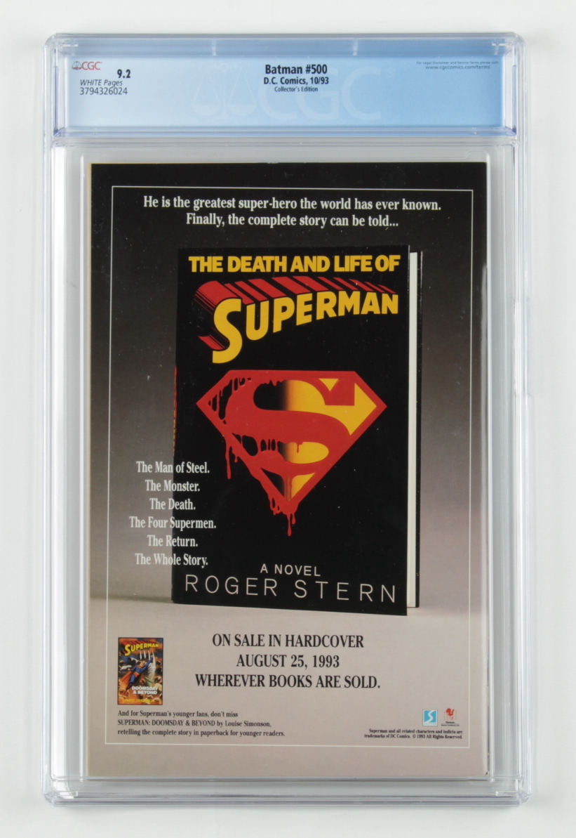 1993 "Batman" Issue #500 DC Comic Book (CGC 9.2) at PristineAuction.com 1993 "Batman" Issue #500 DC Comic Book (CGC 9.2) at PristineAuction.com
