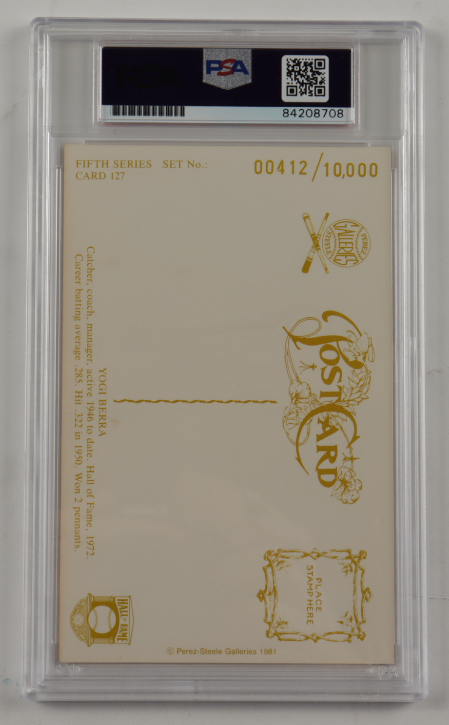 Yogi Berra Signed 1972 Hall of Fame Postcard (PSA Encapsulated) at PristineAuction.com Yogi Berra Signed 1972 Hall of Fame Postcard (PSA Encapsulated) at PristineAuction.com