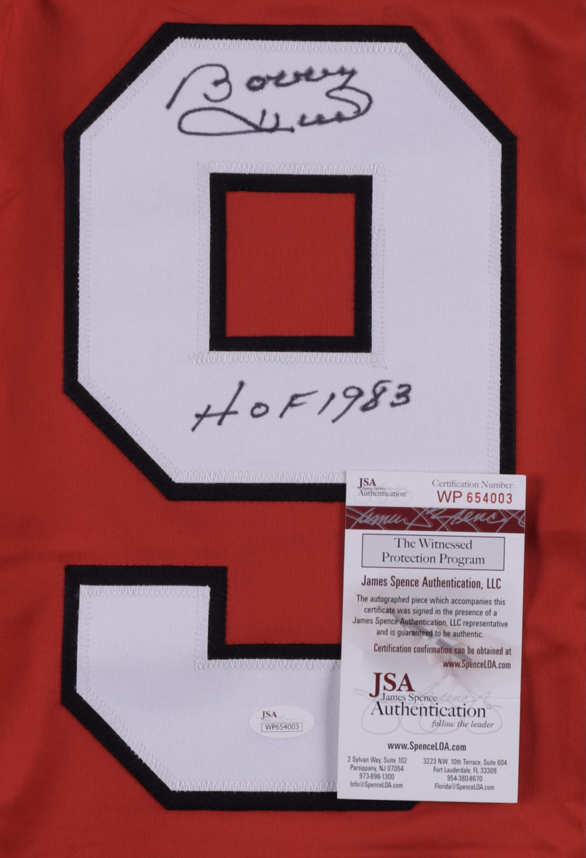 Bobby Hull Signed Career Highlight Stat Jersey Inscribed "HOF 1983" (JSA COA) at PristineAuction.com Bobby Hull Signed Career Highlight Stat Jersey Inscribed "HOF 1983" (JSA COA) at PristineAuction.com