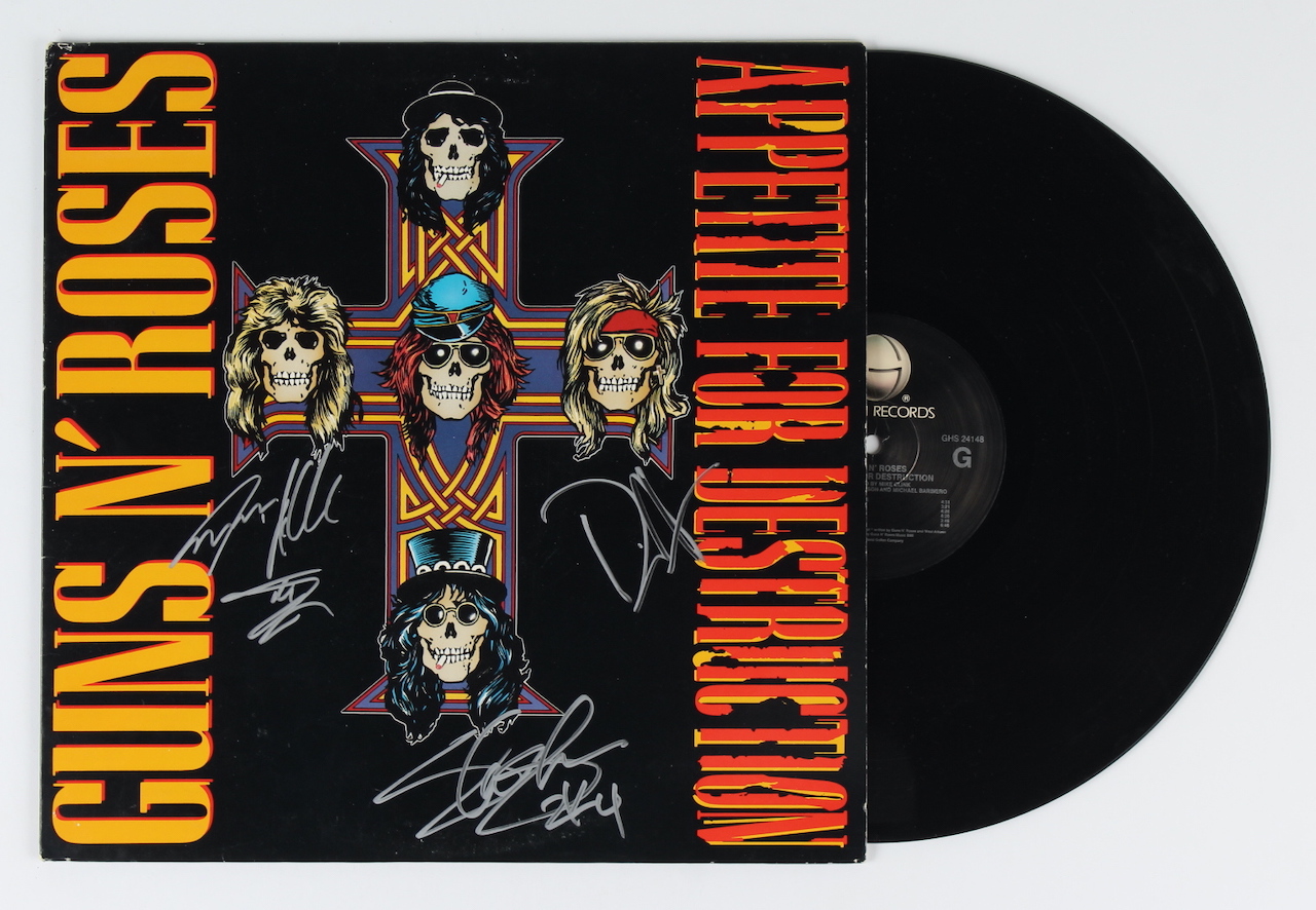 Slash, Duff McKagan & Steven Adler Signed "Appetite For Destruction" Vinyl Record Album (Beckett LOA) at PristineAuction.com Slash, Duff McKagan & Steven Adler Signed "Appetite For Destruction" Vinyl Record Album (Beckett LOA) at PristineAuction.com